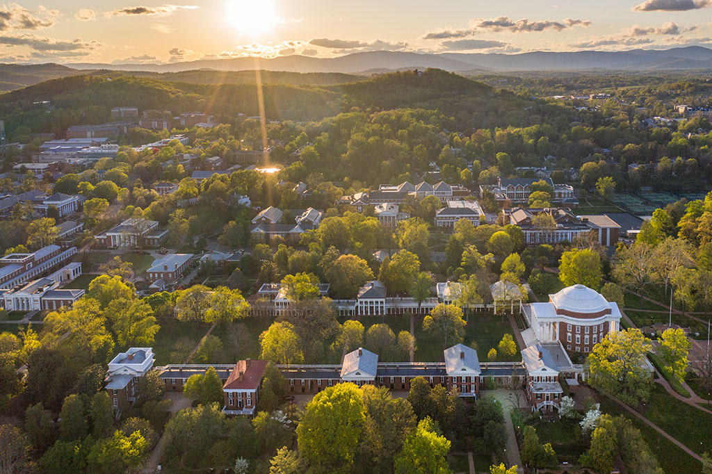 Aerial view of the University of Virginia 