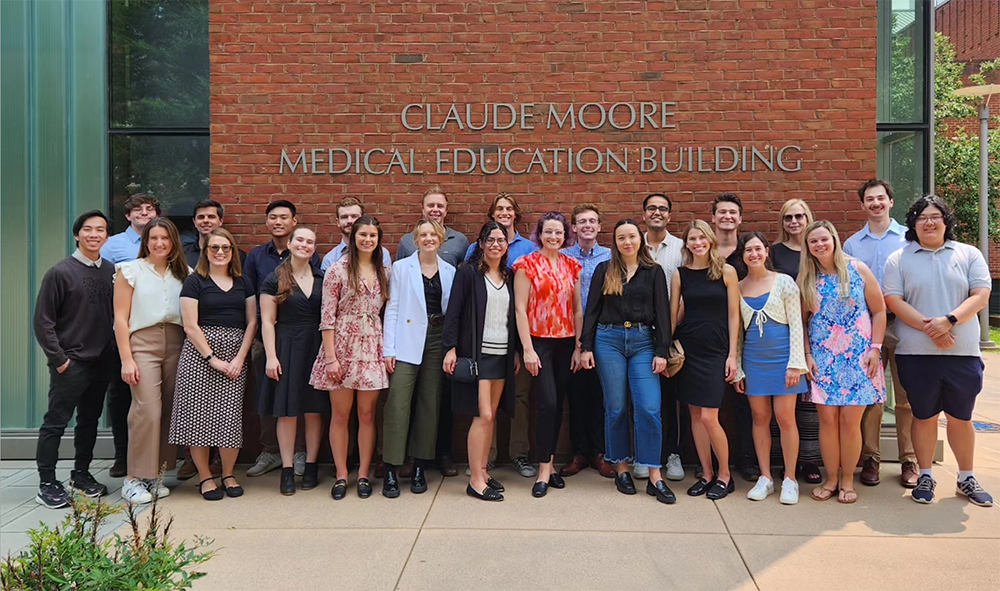 Post bacc pre-med class group shot outside