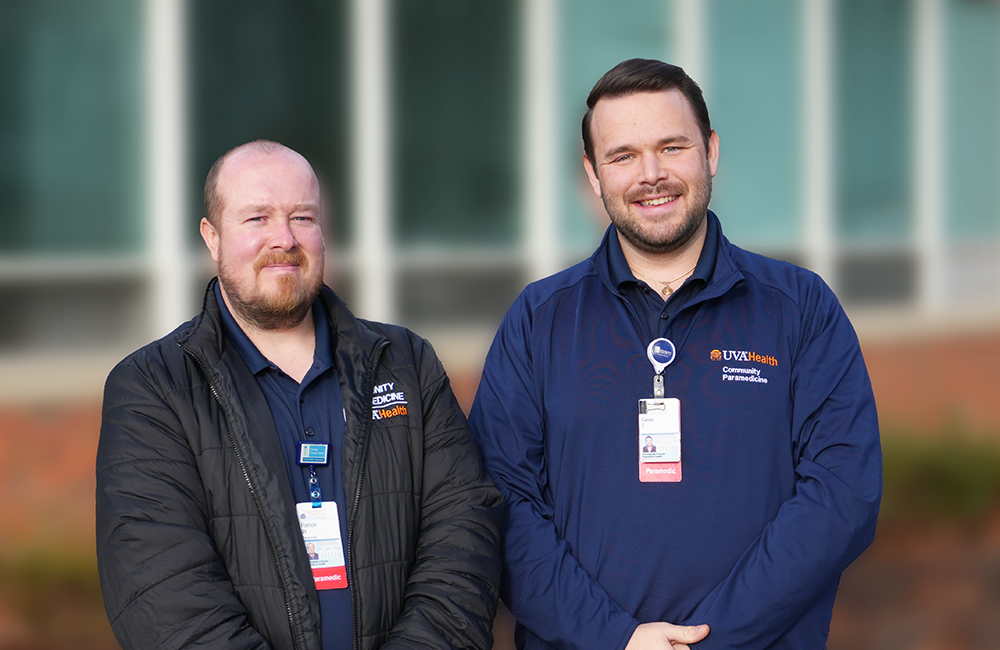 BPHM Students Patrick and Taylor smile in front of Zehmer Hall