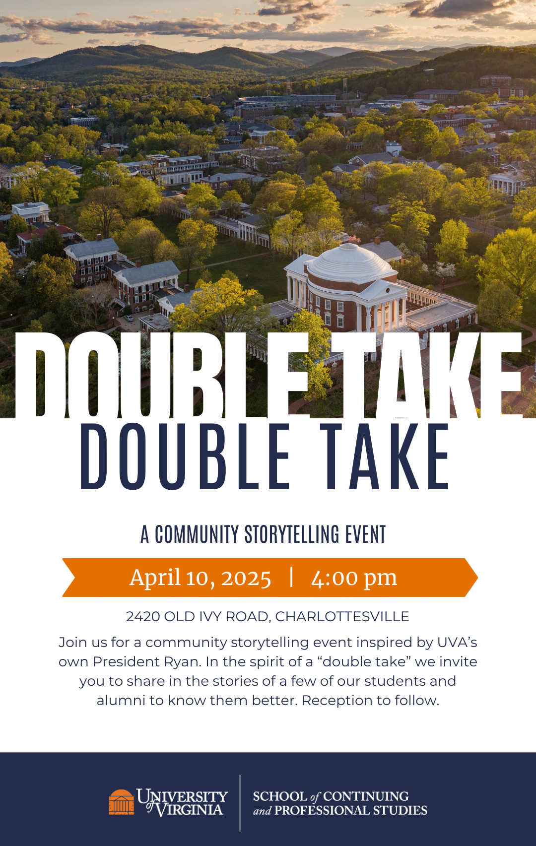 Double Take Invitation for April 10 at 4pm in Old Ivy Hall