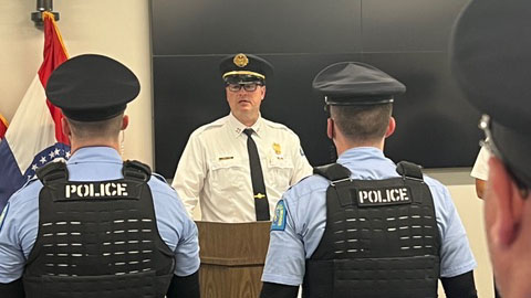 Captain Joseph Lankford conducts roll call.