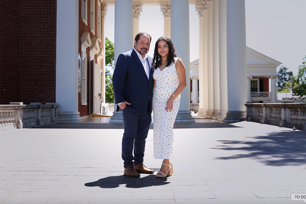 Juan Pablo Rodriguez and Daughter in front of UVA Rotunda